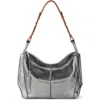 The Sak Los Feliz Hobo Leather Bag In Silver