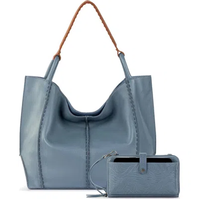 The Sak Los Feliz Large Tote Leather Bag & Iris Smartphone Bundle In Blue