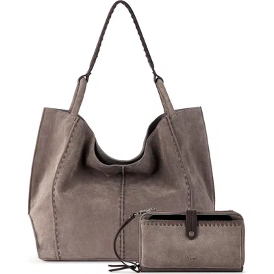 The Sak Los Feliz Large Tote Leather Bag & Iris Smartphone Bundle In Gray