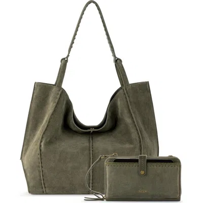 The Sak Los Feliz Large Tote Leather Bag & Iris Smartphone Bundle In Green