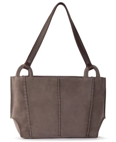 The Sak Los Feliz Leather Zipper Satchel Bag In Mushroom Suede
