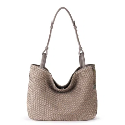The Sak Los Feliz Medium Tote In Mushroom Sand Suede Woven