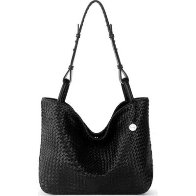 The Sak Los Feliz Medium Tote Woven Leather Bag In Black