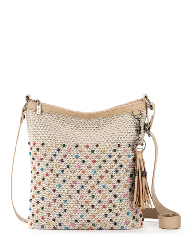 The Sak Lucia Crochet Small Crossbody Bag In Ecru Multi Beads