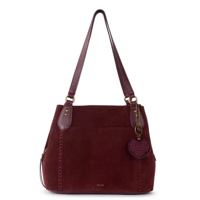 The Sak Melrose Satchel In Black Cherry Suede Heart