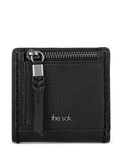 The Sak Mira Leather Floral-emboss Snap Closure Wallet In Black
