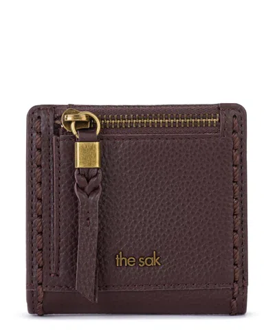 The Sak Mira Leather Floral-emboss Snap Closure Wallet In Mahogany