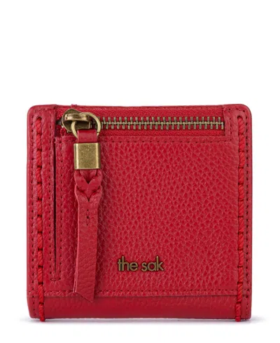 The Sak Mira Leather Floral-emboss Snap Closure Wallet In Scarlet