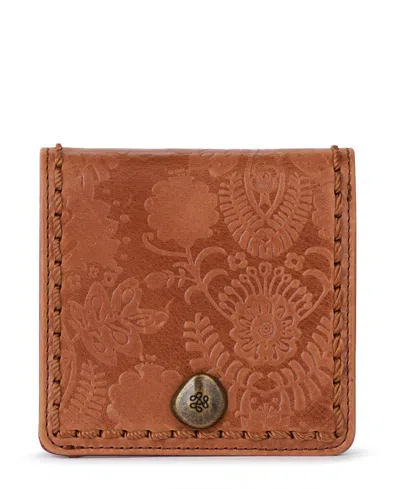 The Sak Mira Leather Floral-emboss Snap Closure Wallet In Tobacco Floral Emboss