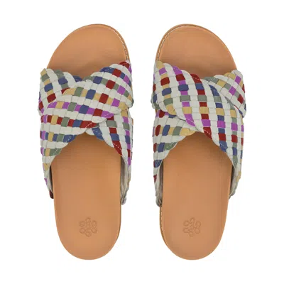 The Sak Penelope Leather Woven Slip On Sandal In Multi