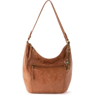 The Sak Women's Sequoia Leather Medium Hobo Bag In Tobacco Floral Emboss