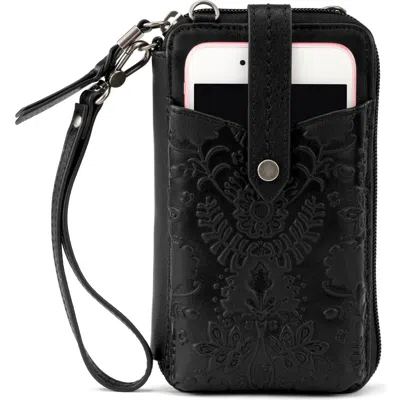 The Sak Silverlake N/s Smartphone Crossbody In Black Floral Emboss