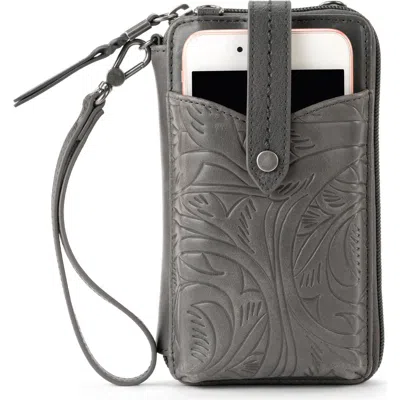 The Sak Silverlake N/s Smartphone Crossbody In Slate Leaf Emboss