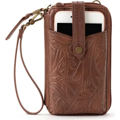 The Sak Silverlake N/s Smartphone Crossbody In Teak Leaf Emboss