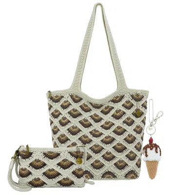 The Sak Sola Carryall Tote 3 Piece Set In Natural Mermaid