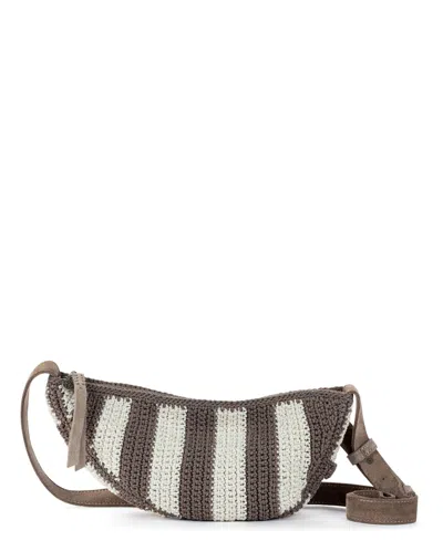 The Sak Tess Crochet Mini Crossbody Sling Bag In Mushroom Stripe