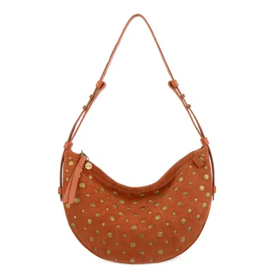 The Sak Tess Shoulder Bag In Persimmon Suede Gold Stud