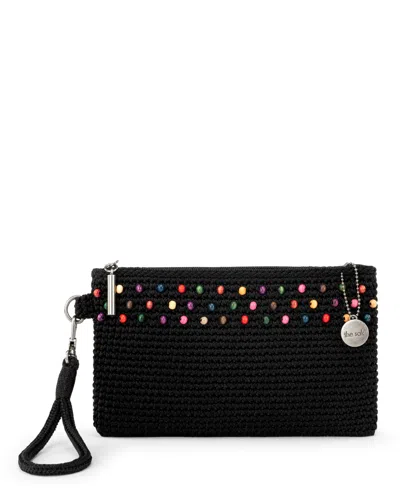 The Sak Vita Crochet Small Wristlet Wallet In Black Multi Beads