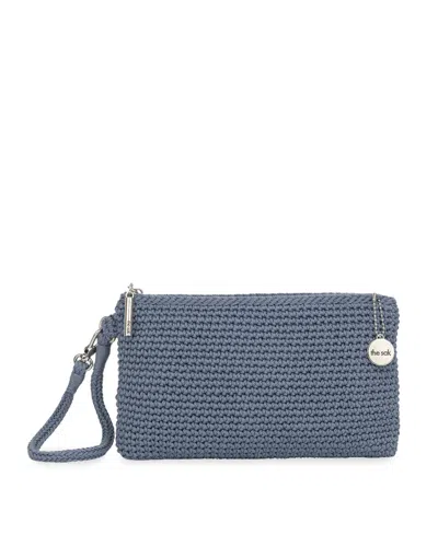 The Sak Vita Crochet Small Wristlet Wallet In Blue