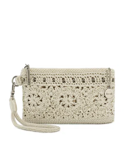 The Sak Vita Crochet Zip Top Wristlet In Brown