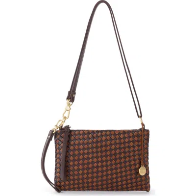 The Sak Vita Hand Woven Leather Crossbody Wristlet In Brown