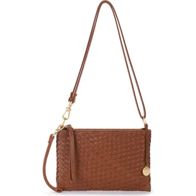 The Sak Vita Hand Woven Leather Crossbody Wristlet In Brown