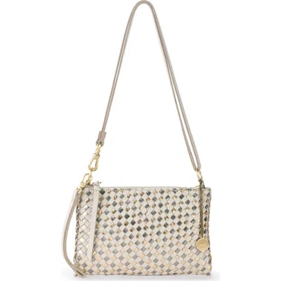 The Sak Vita Hand Woven Leather Crossbody Wristlet In Neutral