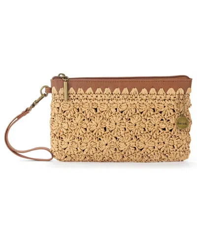 The Sak Vita Straw Zipper Wallet In Natural Primrose Straw