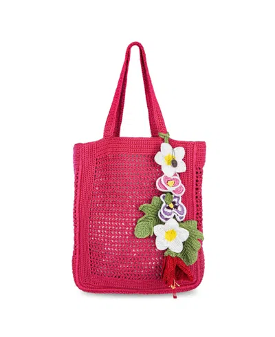 The Sak Women's Lanie Crochet Small Tote Bag In Magenta Flower