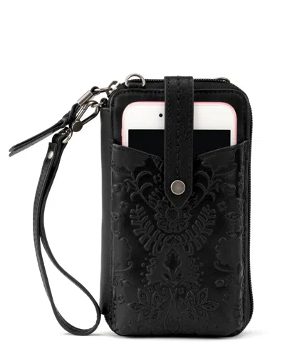 The Sak Silverlake Leather Convertible Smartphone Crossbody In Black Snake Block