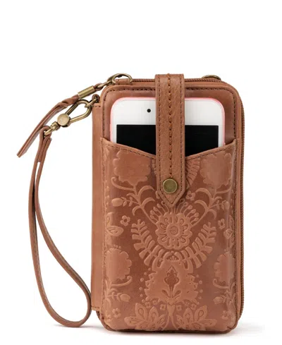 The Sak Women's Silverlake Smartphone Crossbody Handbag In Tobacco Floral Embossed