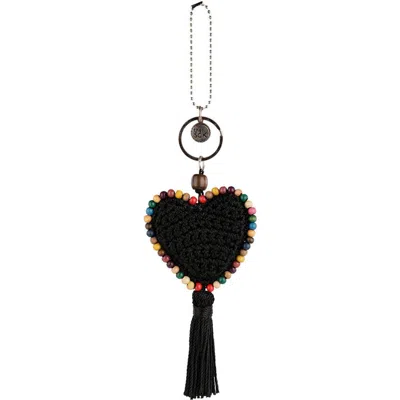 The Sak Yarnicharmz Crochet Heart Dangle In Black