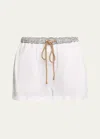 The Salting Drawstring Linen Shorts In Salt White