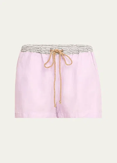 The Salting Drawstring Linen Shorts In Thistle