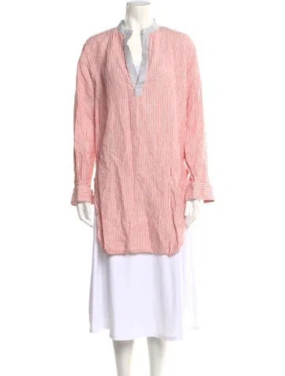 Pre-owned The Salting Linen Striped Tunic In Red