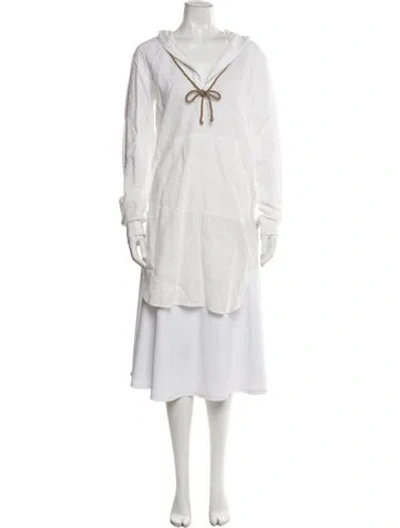 Pre-owned The Salting Linen V-neck Hoodie In White