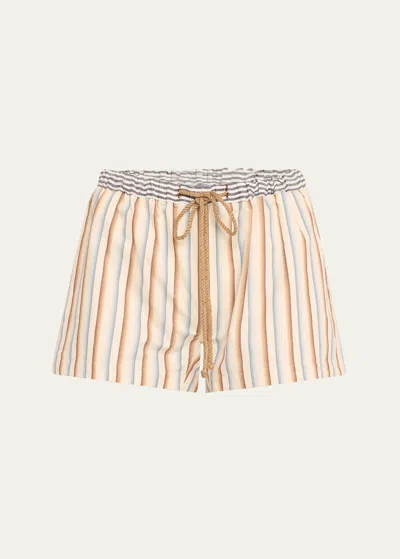 The Salting Multi-striped Linen Shorts In Neutral