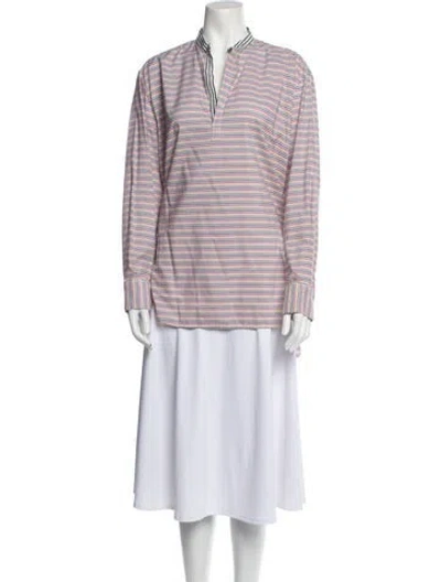 Pre-owned The Salting Printed V-neck Tunic In White