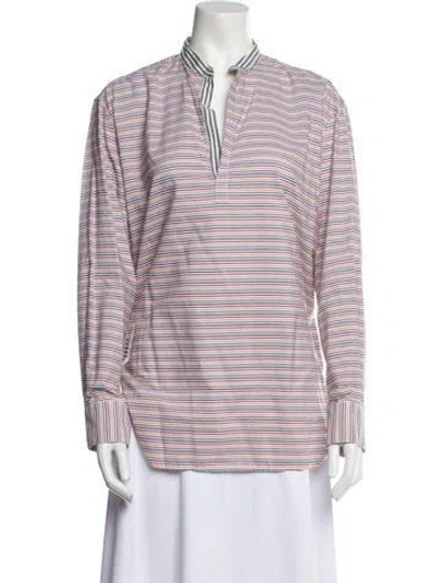 Pre-owned The Salting Striped V-neck Sweatshirt In White