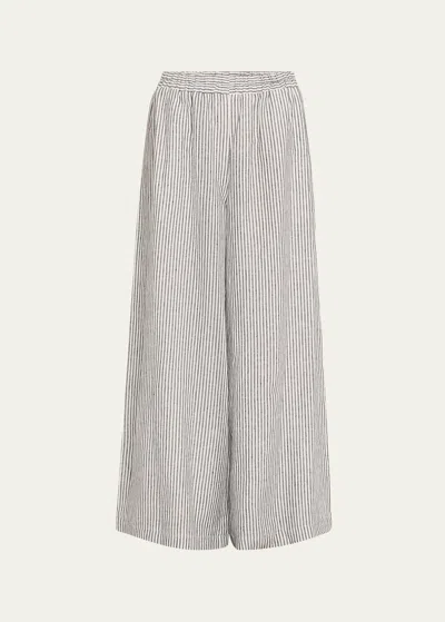 The Salting Ticking Stripe Ultra Wide Trousers In Gray