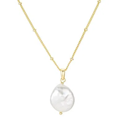 The Salty Gem Naples Freshwater Pearl Pendant Necklace In Pearl/gold In Multi