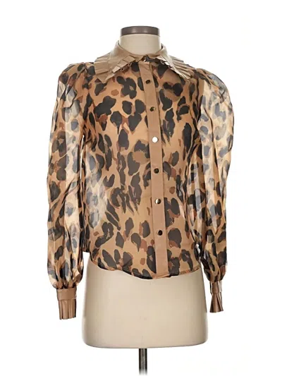 Pre-owned The Sang Long Sleeve Blouse In Brown