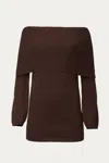 The Sang Off-the-shoulder Sweater Dress In Chocolate In Gold