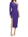 The Sang One Shoulder Cut Out Midi Dress In Purple In Purple