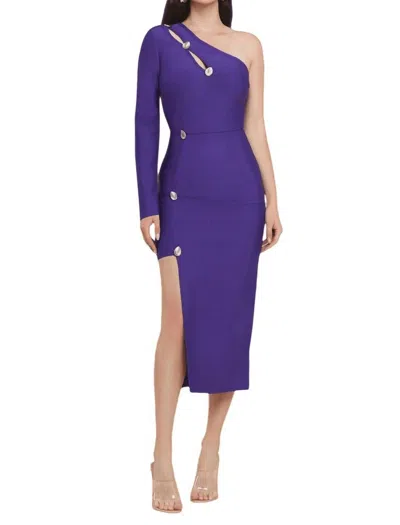 The Sang One Shoulder Cut Out Midi Dress In Purple