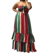 The Sang Sleeveless Maxi Dress In Pink & Green Multi In Multi