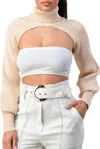 The Sang Turtleneck Arm Warmer In Beige In White