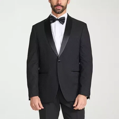 The Savile Row Co Mens Jacquard Slim Fit Sport Coat In Black