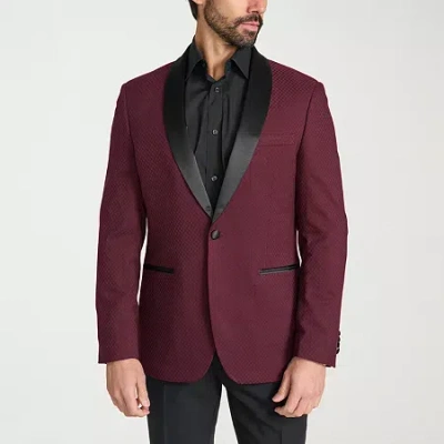The Savile Row Co Mens Jacquard Slim Fit Sport Coat In Red
