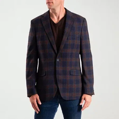 The Savile Row Co Mens Plaid Modern Fit Sport Coat In Blue